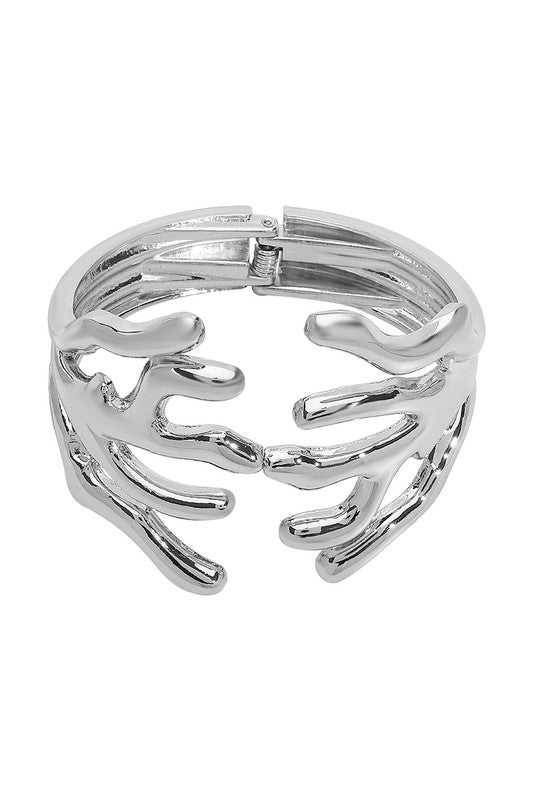 Bold Coral Cutout Metal Bangle Bracelet - Gold or Silver