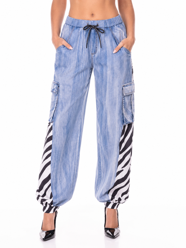 Zebra Panel Cargo Jogger Pants