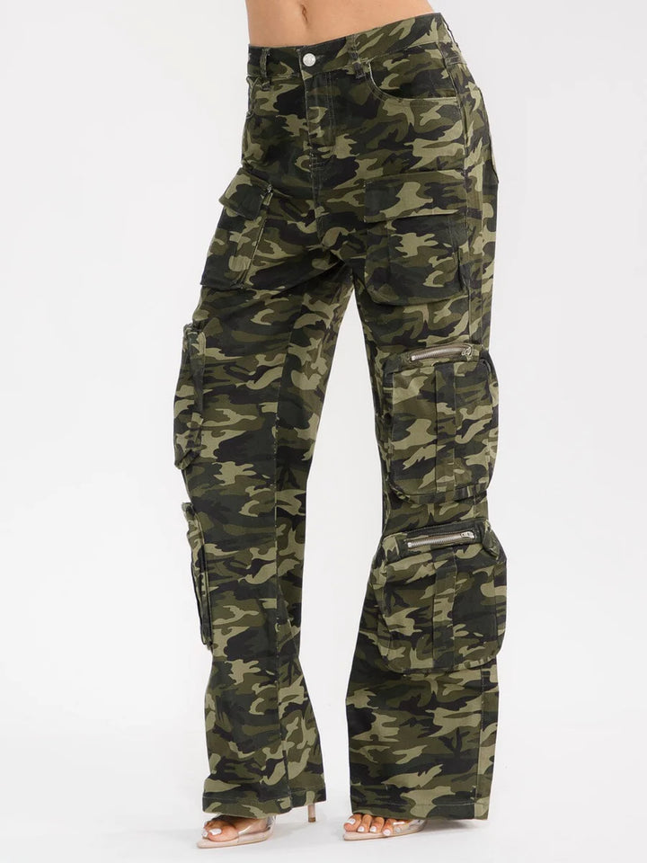 Camouflage Cargo Pants | Multi-Pocket Wide Leg Camo Pants