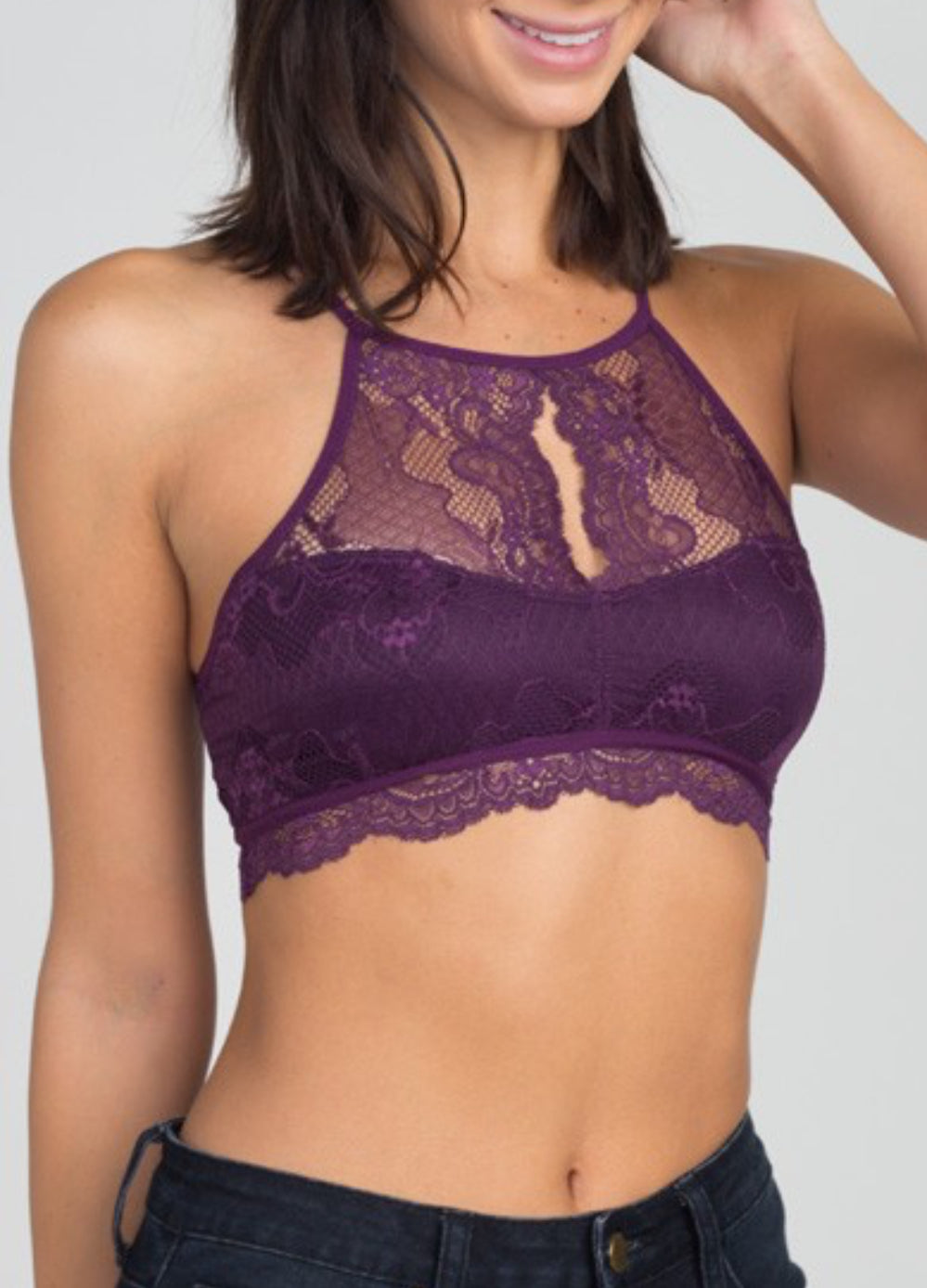 Lasting Impression High Neck Lace Bralette