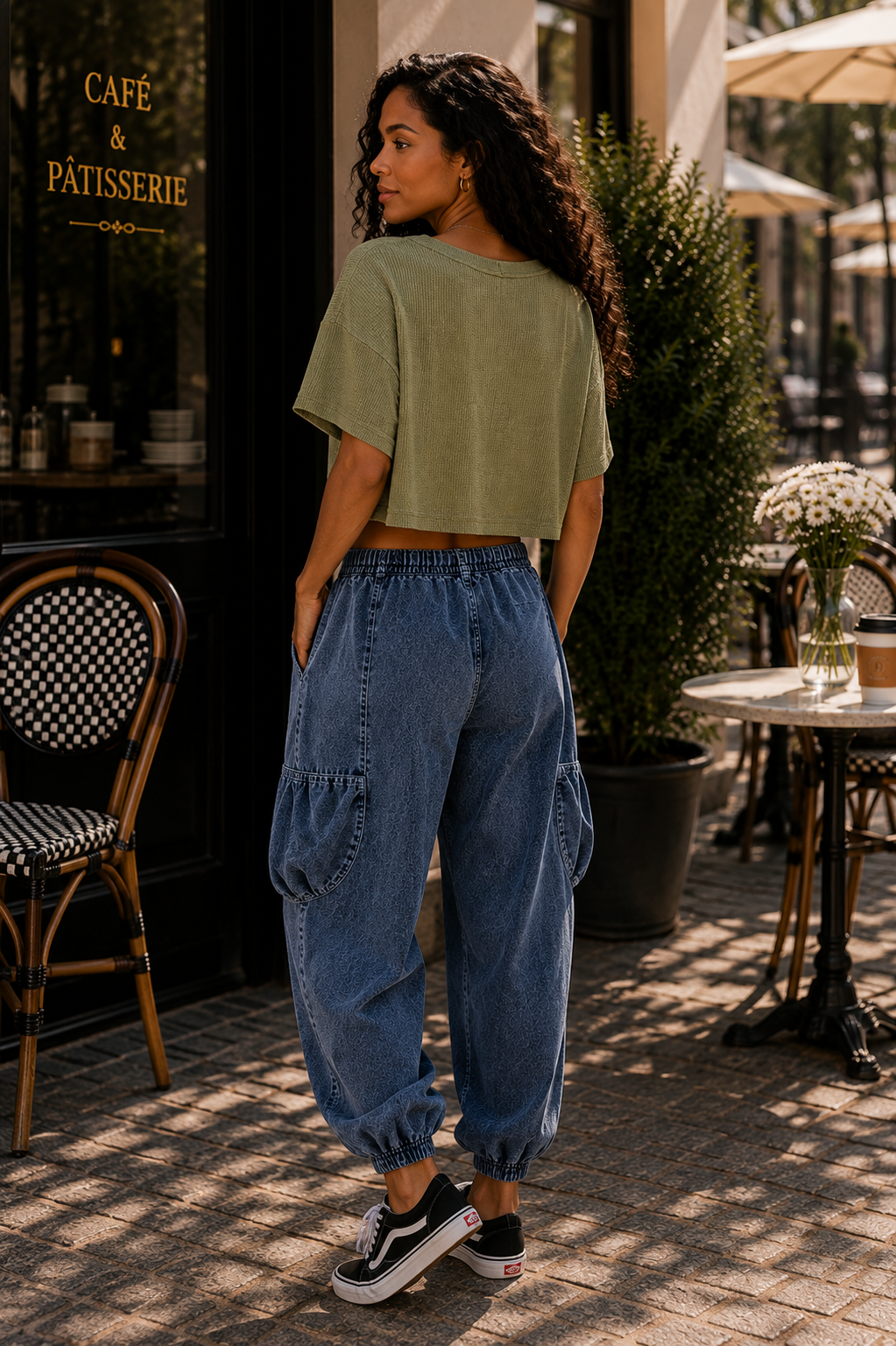 Harper Waffle Knit V-Neck Pocket Top