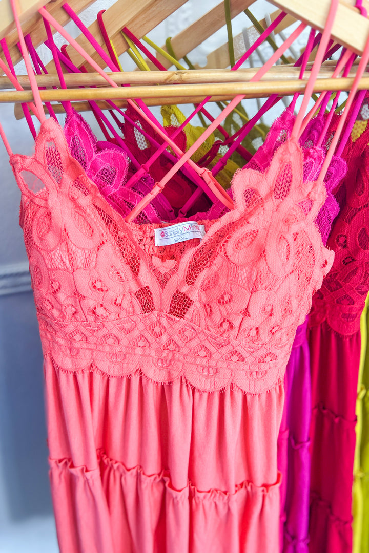 Bralette Crochet Lace Ruffle Cami Dress