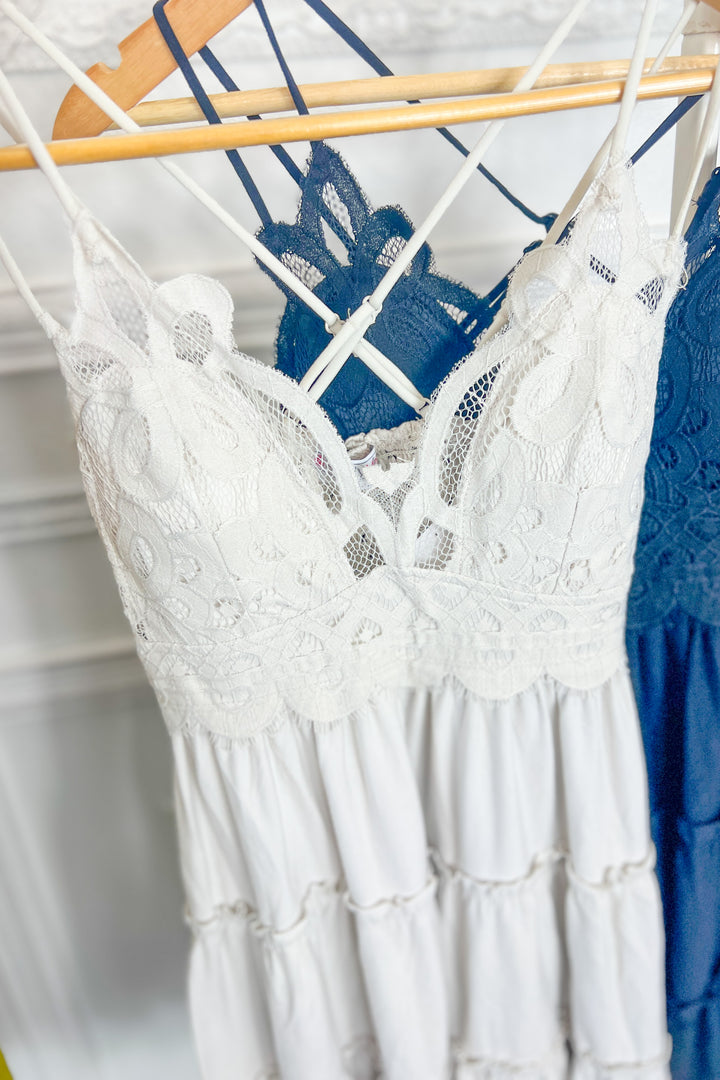 Bralette Crochet Lace Ruffle Cami Dress