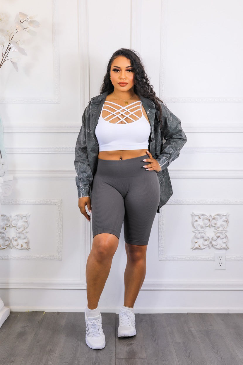 Washed Me Go 3 Piece Biker Short Set