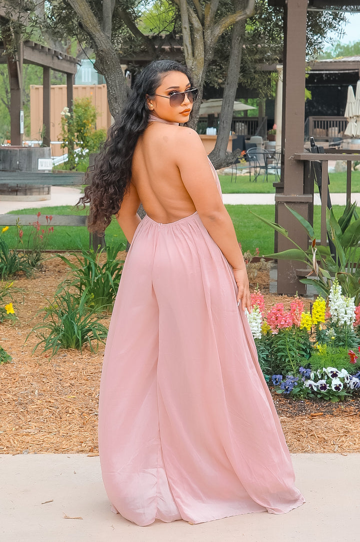 A Little Extra Wide Leg Halter Jumpsuit