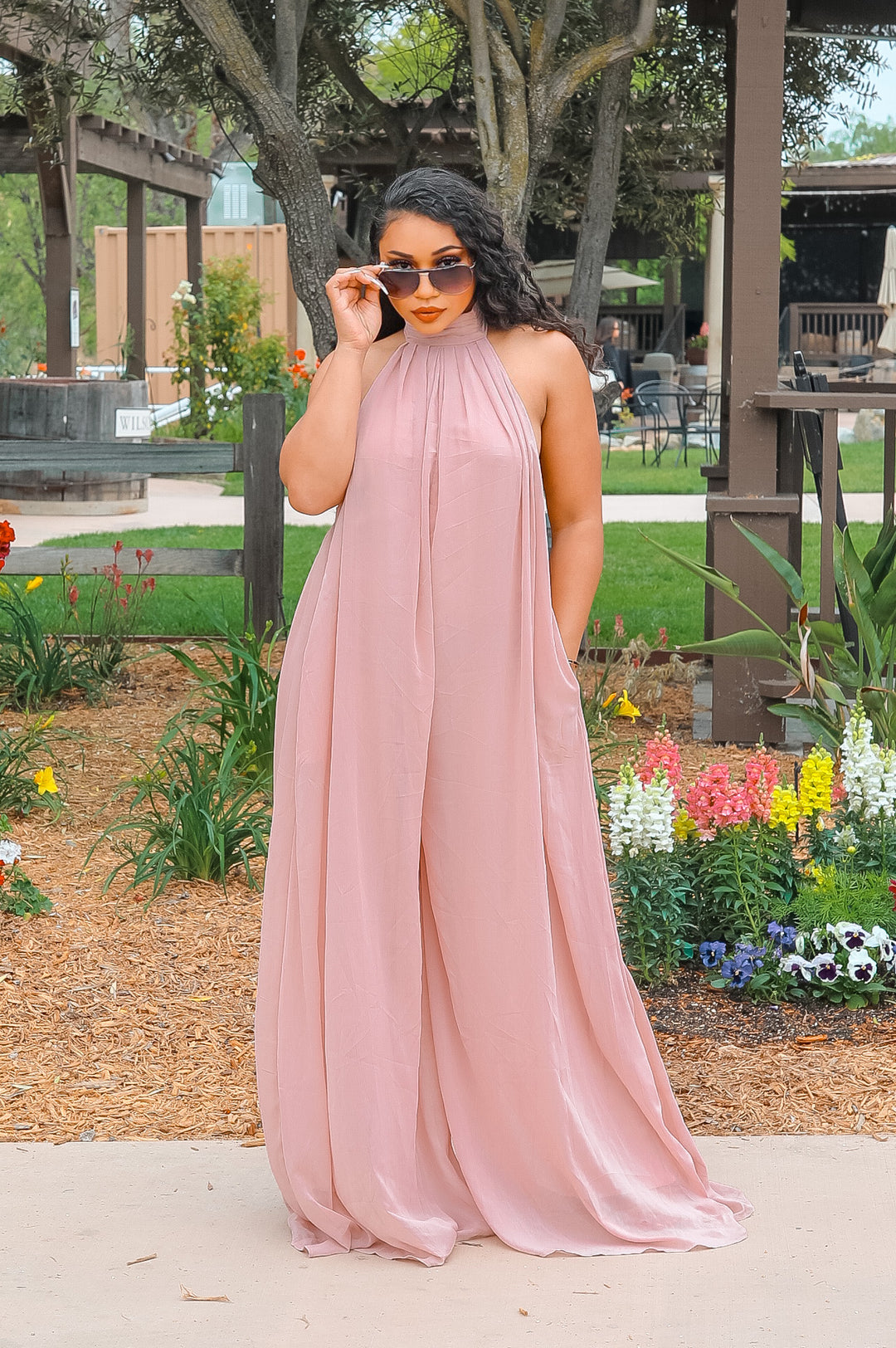 A Little Extra Wide Leg Halter Jumpsuit