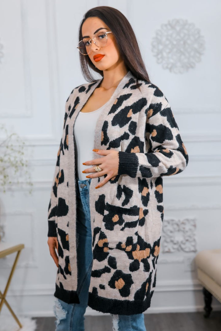 Spotted Animal Print Cardigan