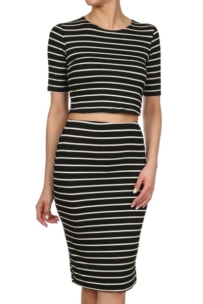 PinStripe It Set With Cropped Tee and Matching Skirt - SURELYMINE
