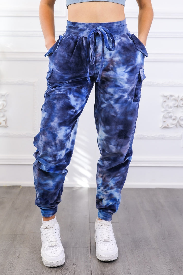 Velvet Tie Dye Cargo Jogger Pants