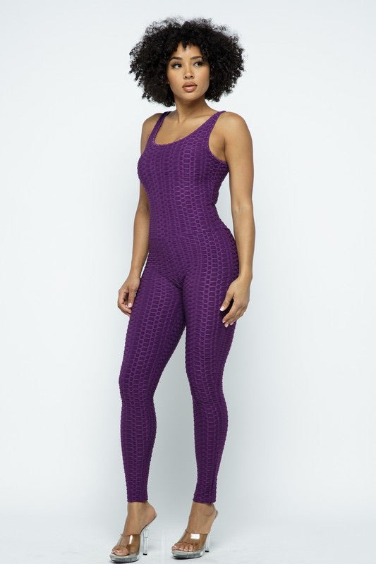 Scrunch Butt Lifting Anti Cellulite Honeycomb Textured Jumpsuit - SURELYMINE