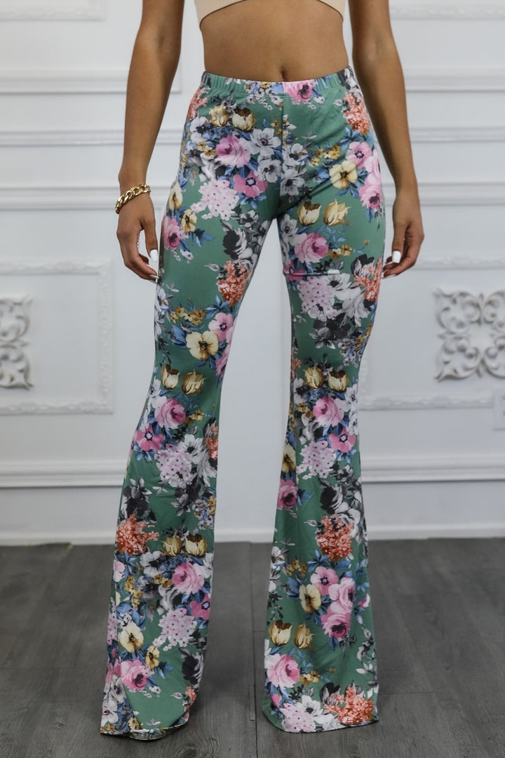 Floral Print Bell Bottom Pants