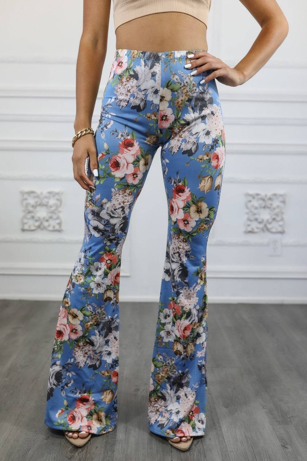 Floral Print Bell Bottom Pants