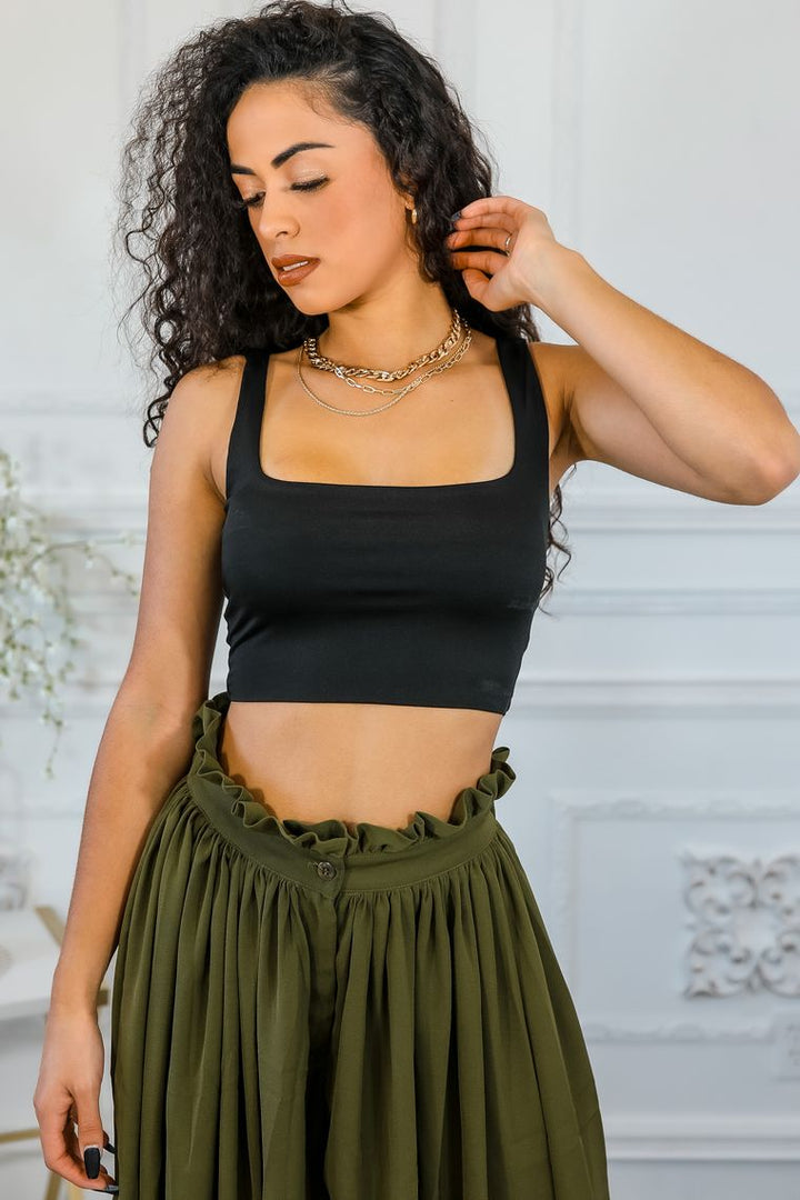 Back to Square One Square Neckline Crop Top