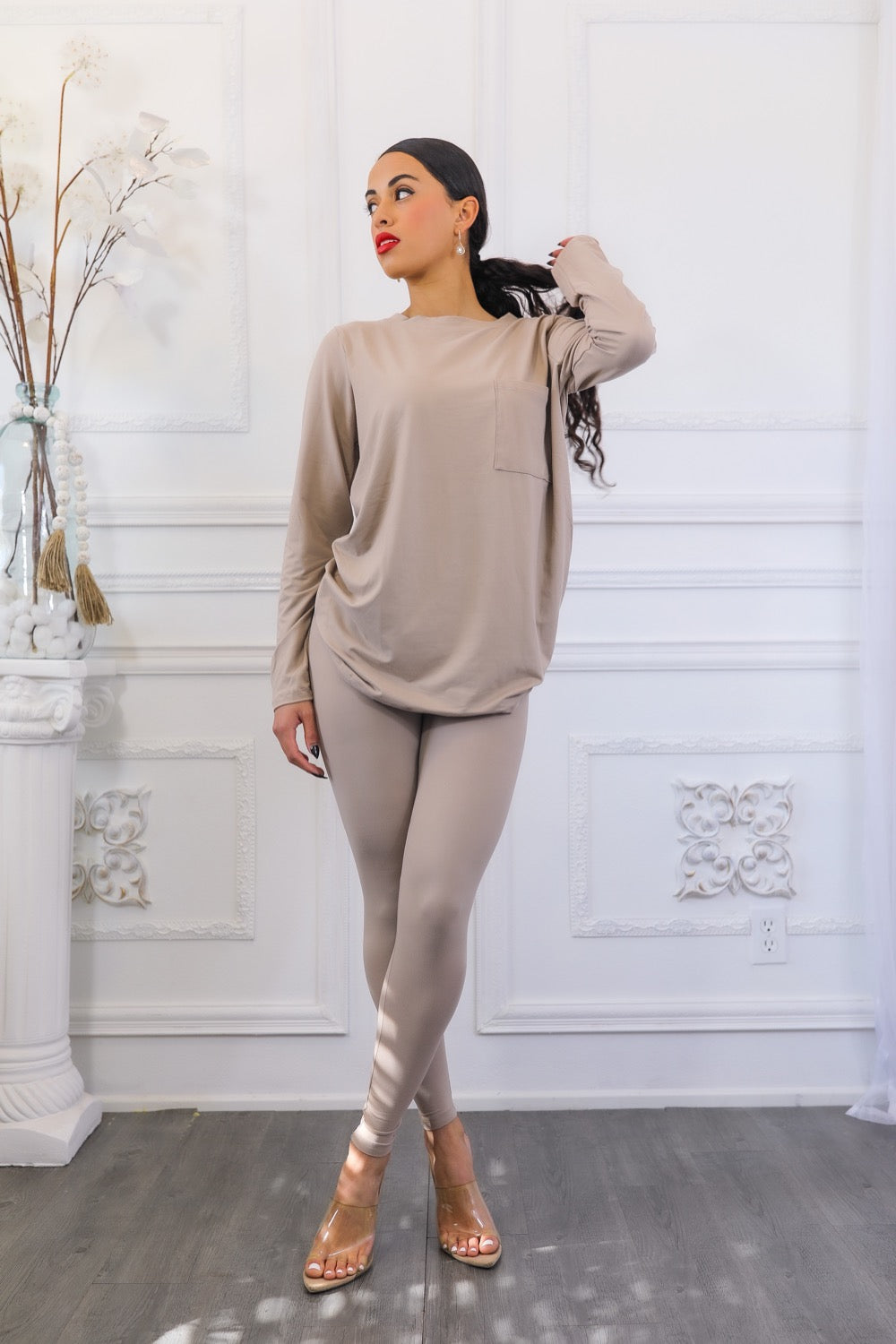 The Relaxed Fit Brushed Microfiber Top and Legging Set