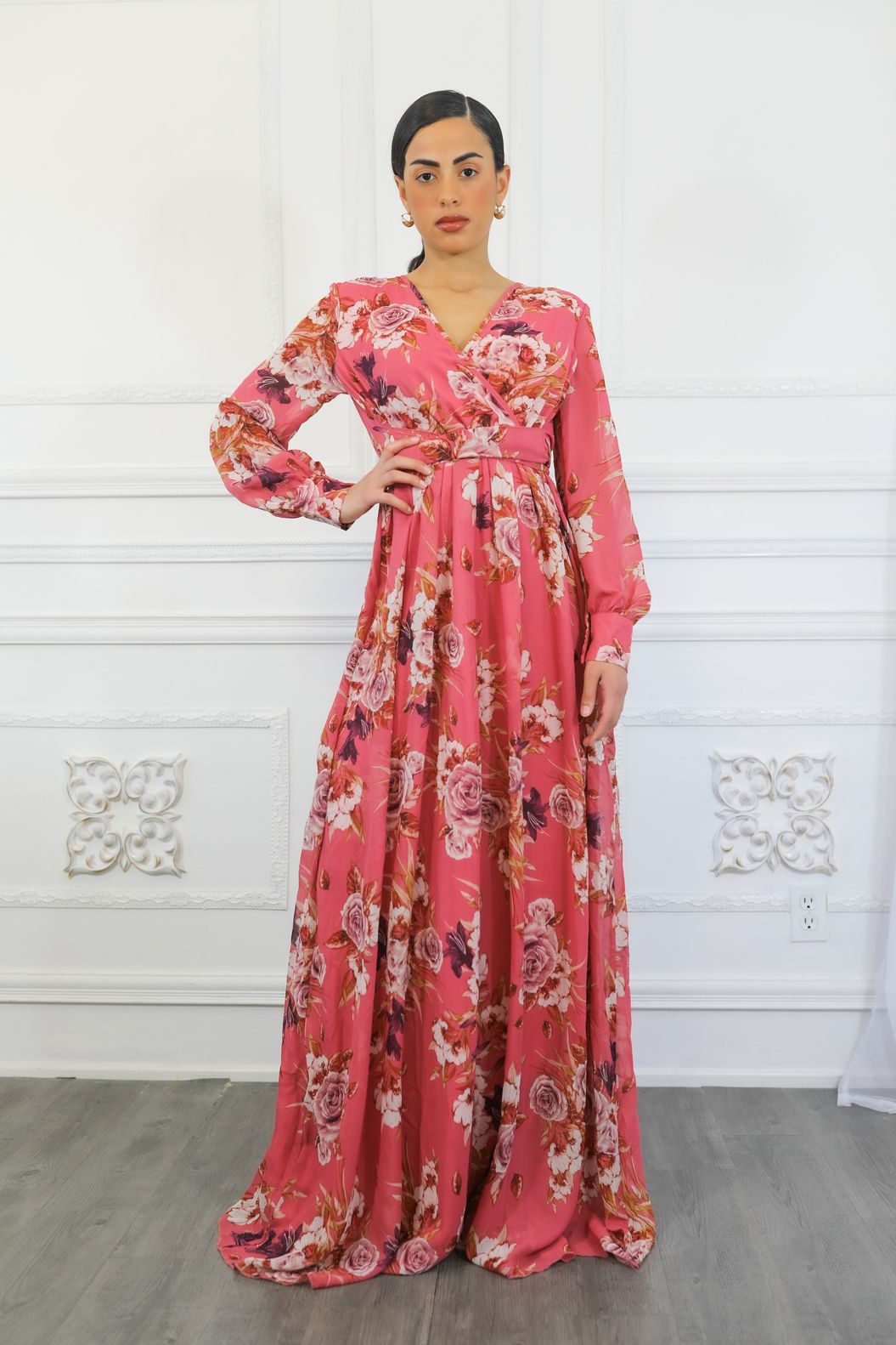 Malaysia Floral Maxi Dress Pink Mauve