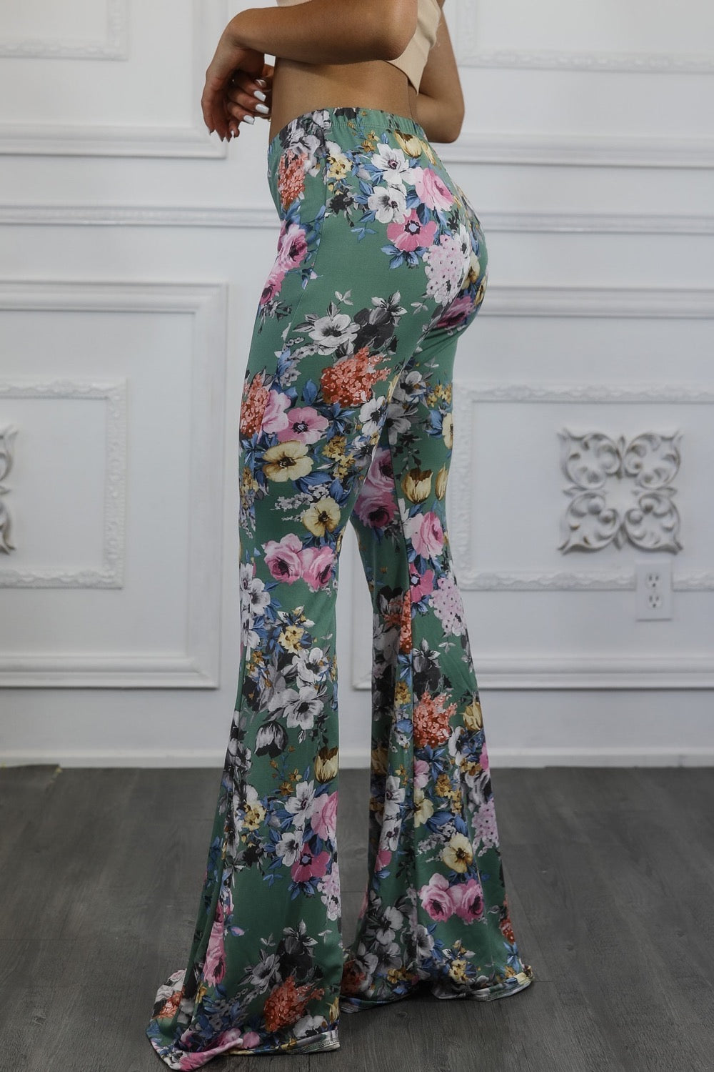 Floral Print Bell Bottom Pants