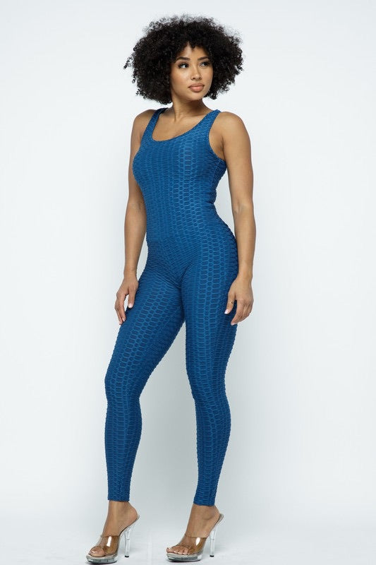 Scrunch Butt Lifting Anti Cellulite Honeycomb Textured Jumpsuit - SURELYMINE