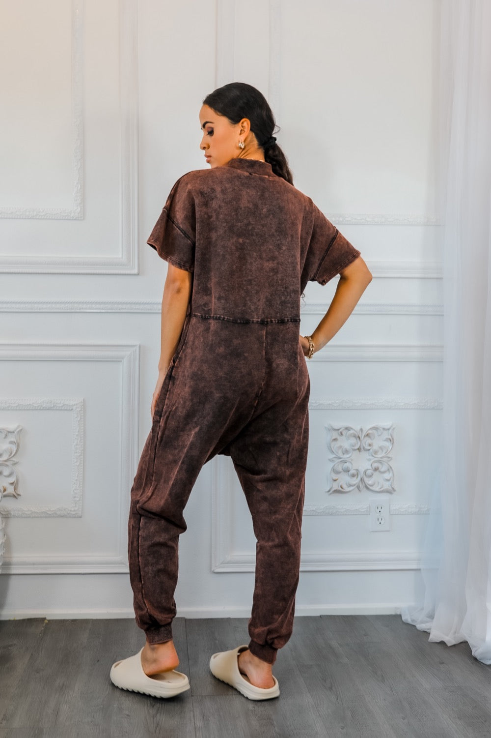 Bring It Back Mineral Wash French Terry Harem Jumpsuit