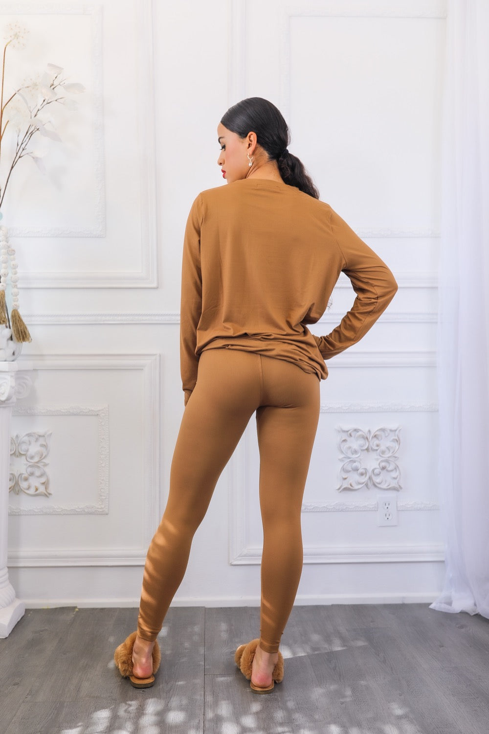 The Relaxed Fit Brushed Microfiber Top and Legging Set