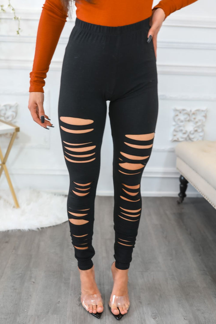 Code Shred Cut Out Destroyed Leggings