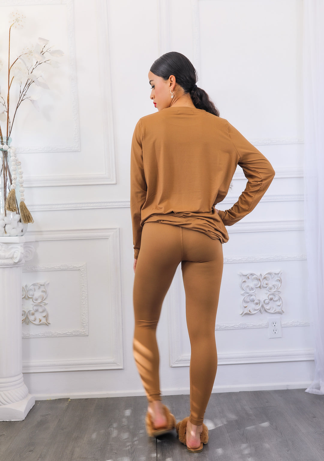 The Relaxed Fit Brushed Microfiber Top and Legging Set