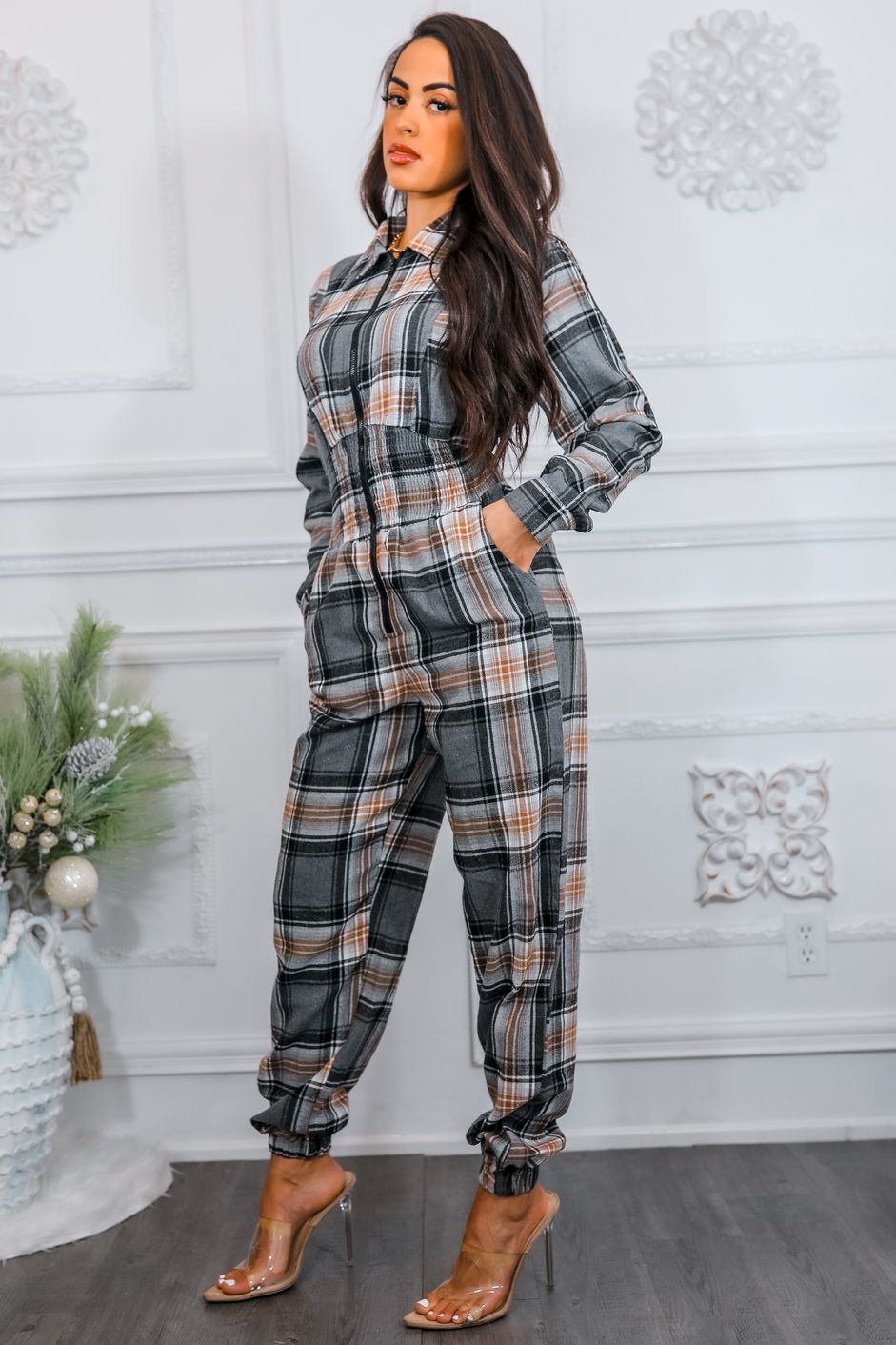 Plaid In Style Plaid Jumpsuit