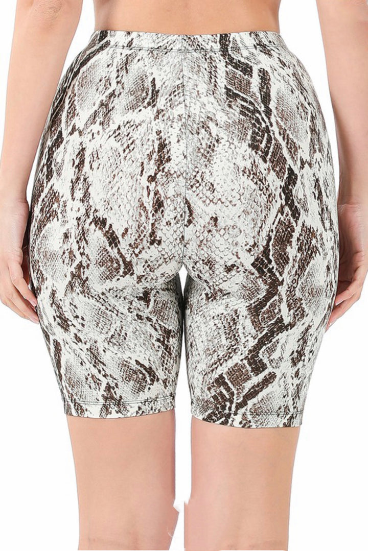 Kanza Brushed Microfiber Snakeskin Biker Shorts - SURELYMINE