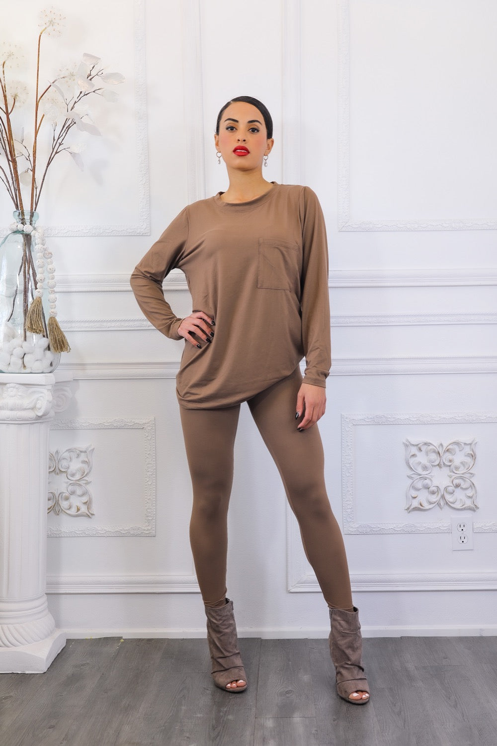 The Relaxed Fit Brushed Microfiber Top and Legging Set