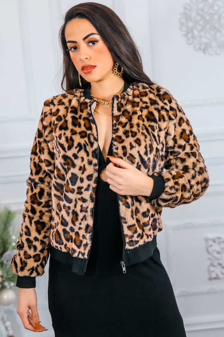 Wild Things Animal Print Bomber Jacket