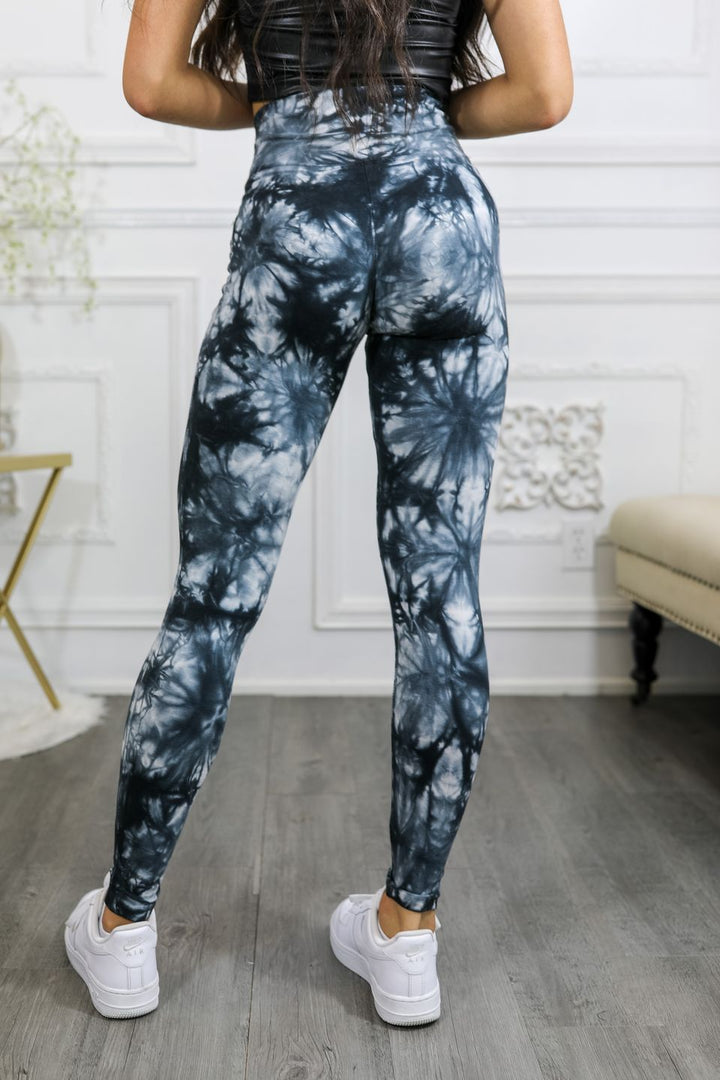 Tie Dye Wide Waistband High Quality Cotton Leggings