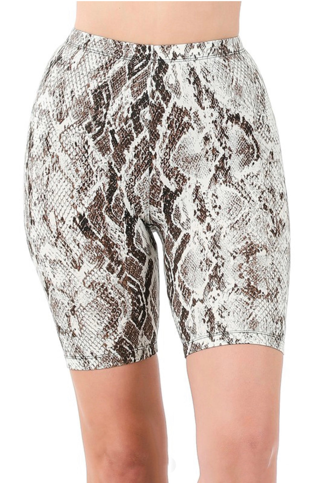 Kanza Brushed Microfiber Snakeskin Biker Shorts - SURELYMINE