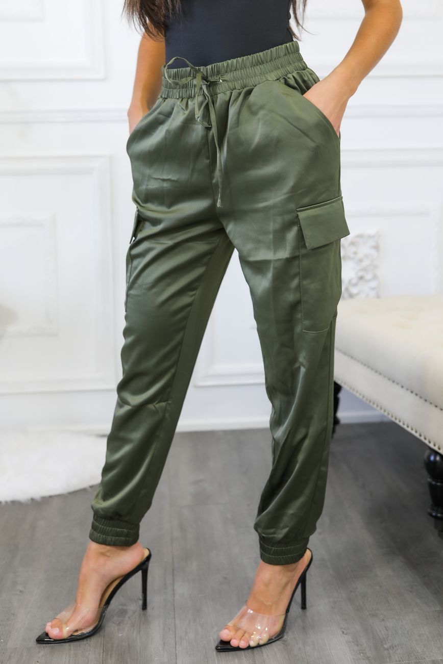 Dress Me Up Satin Cargo Jogger Pants