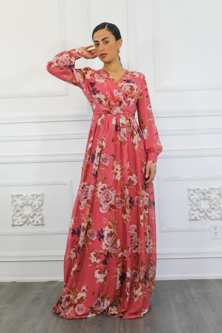 Malaysia Floral Maxi Dress Pink Mauve