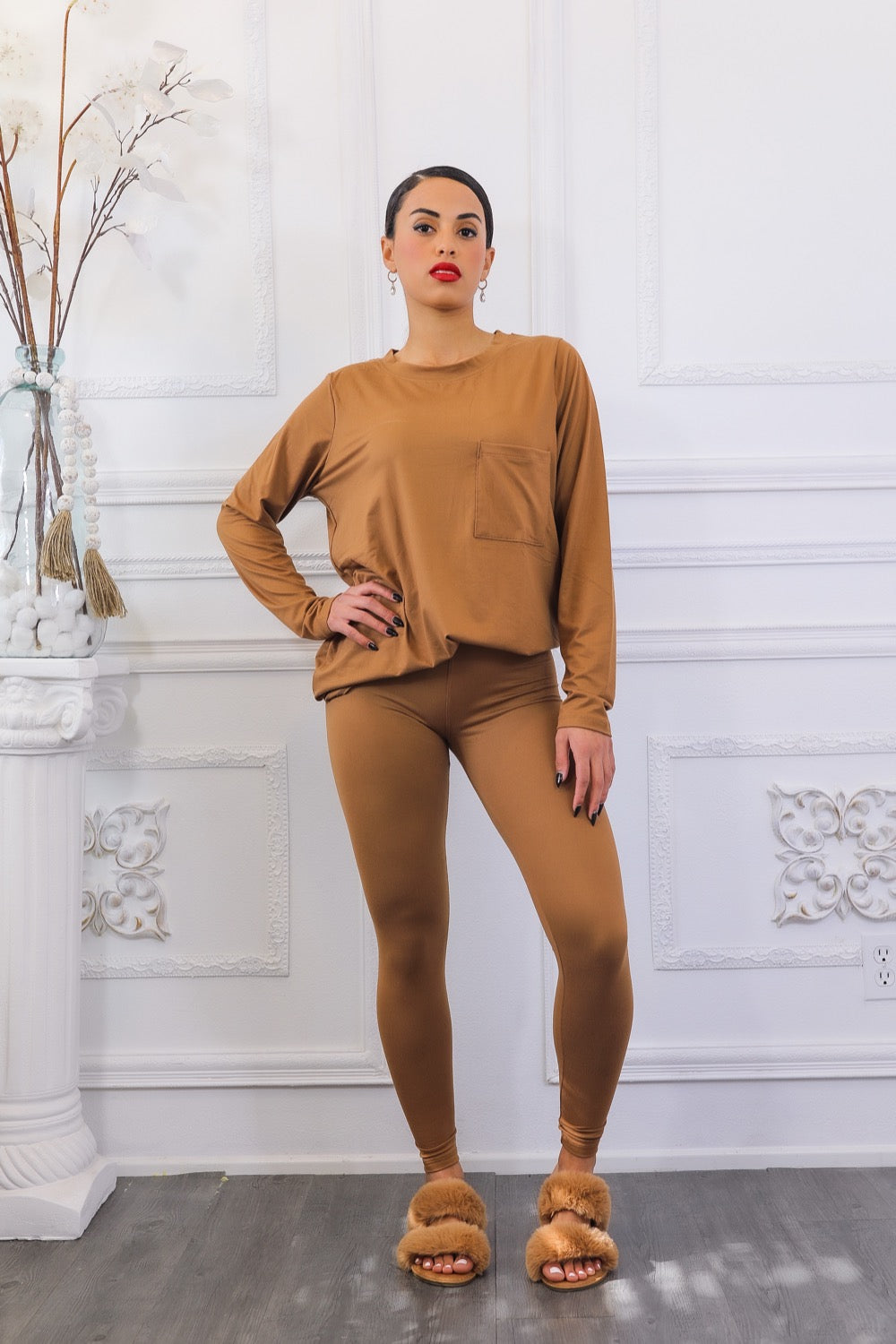 The Relaxed Fit Brushed Microfiber Top and Legging Set