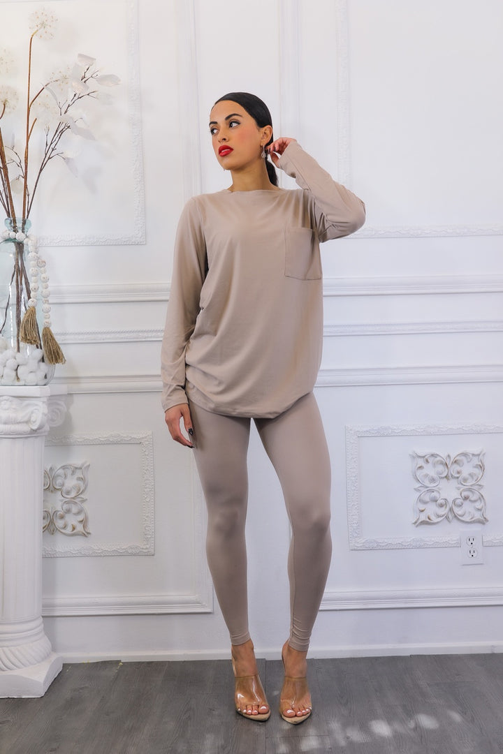 The Relaxed Fit Brushed Microfiber Top and Legging Set