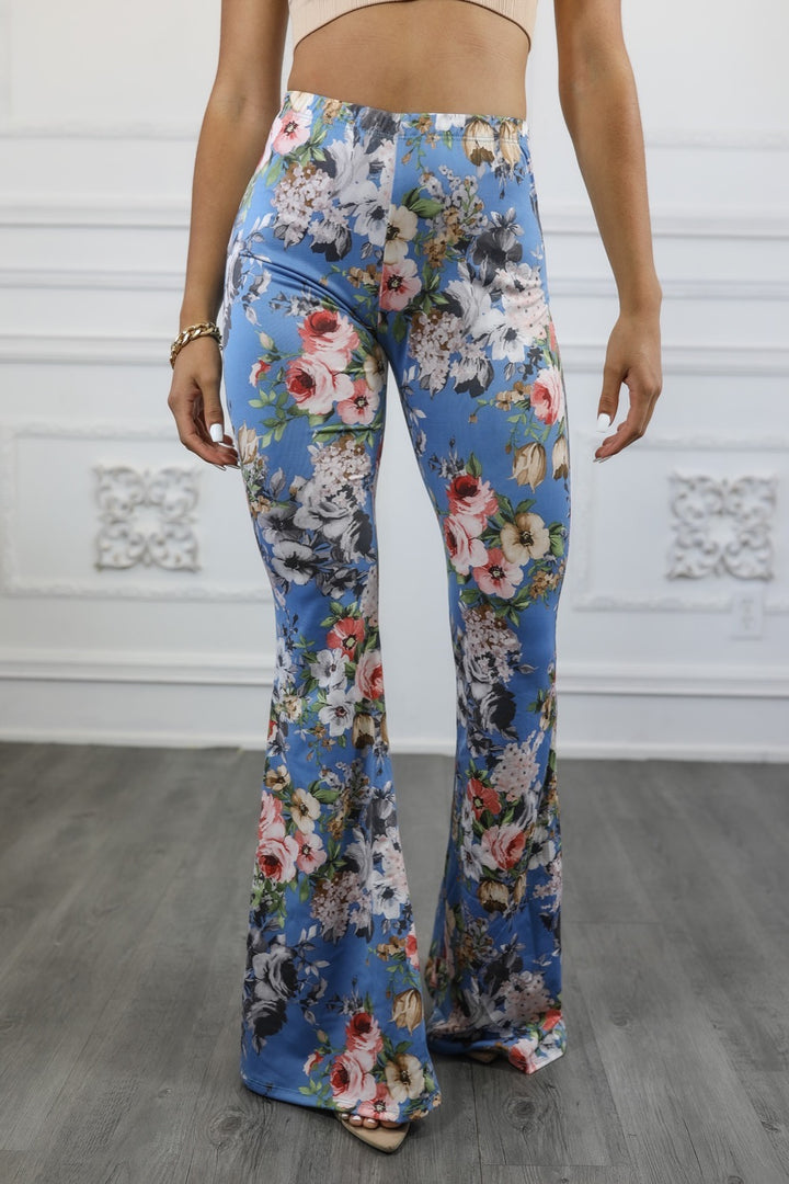 Floral Print Bell Bottom Pants