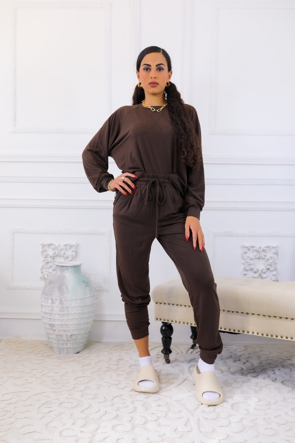 Lounge or Go Raglan Long Sleeves Pullover and Jogger Set
