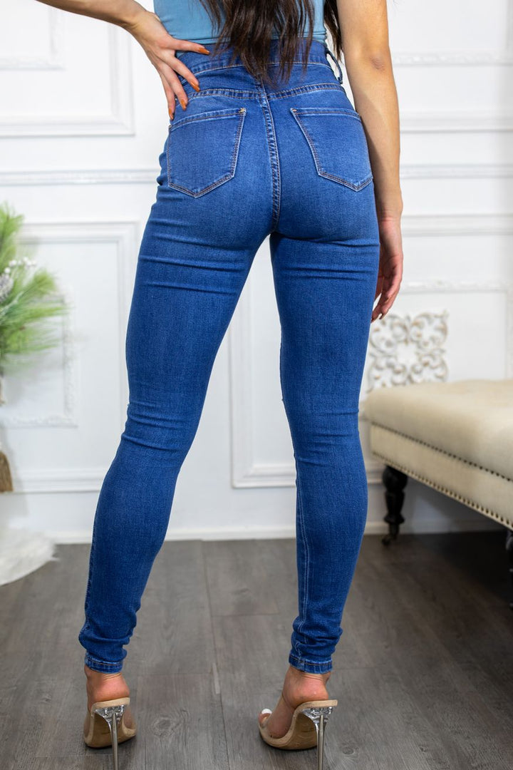 Just a Little Knee Cut High Waisted Great Stretch Jeans