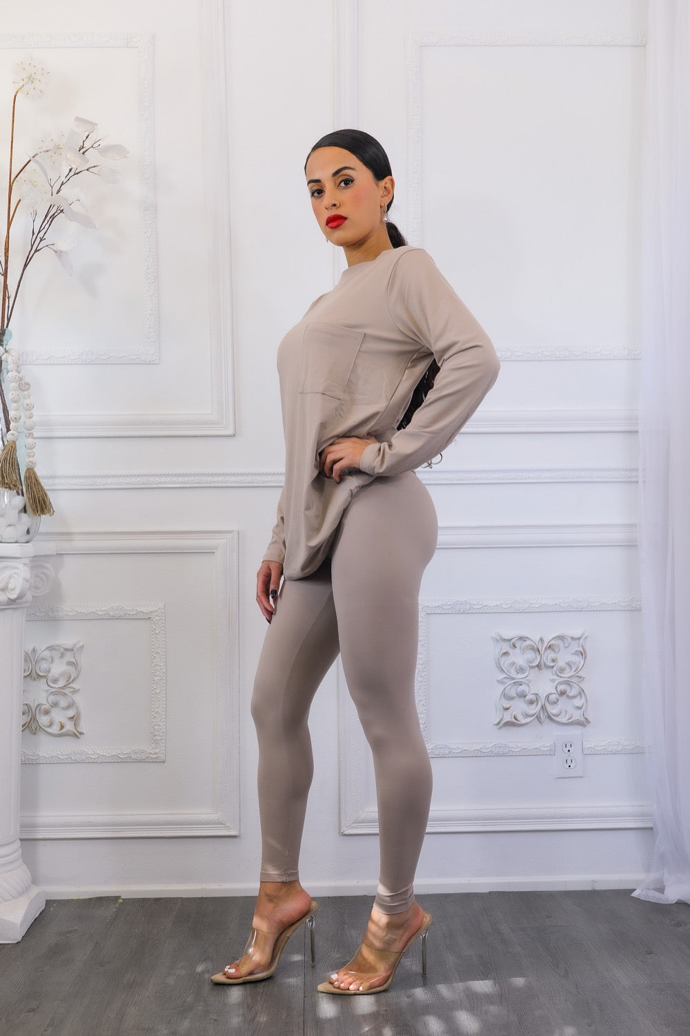 The Relaxed Fit Brushed Microfiber Top and Legging Set