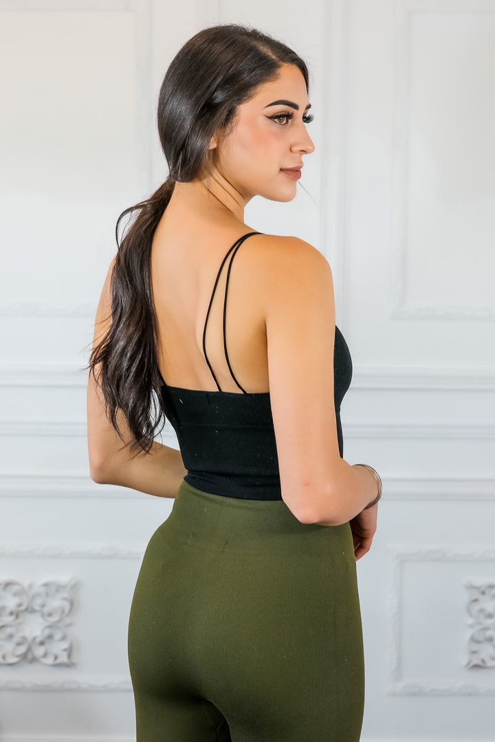 Seamless Padded Double Back Strap Crop Top