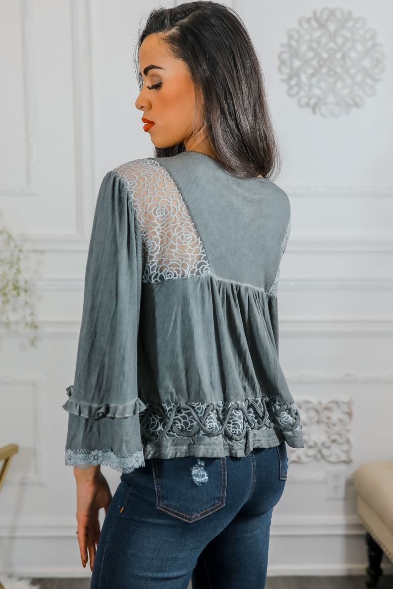 Bohemian Ribbed Flowers Top