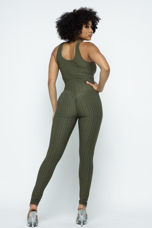 Scrunch Butt Lifting Anti Cellulite Honeycomb Textured Jumpsuit - SURELYMINE