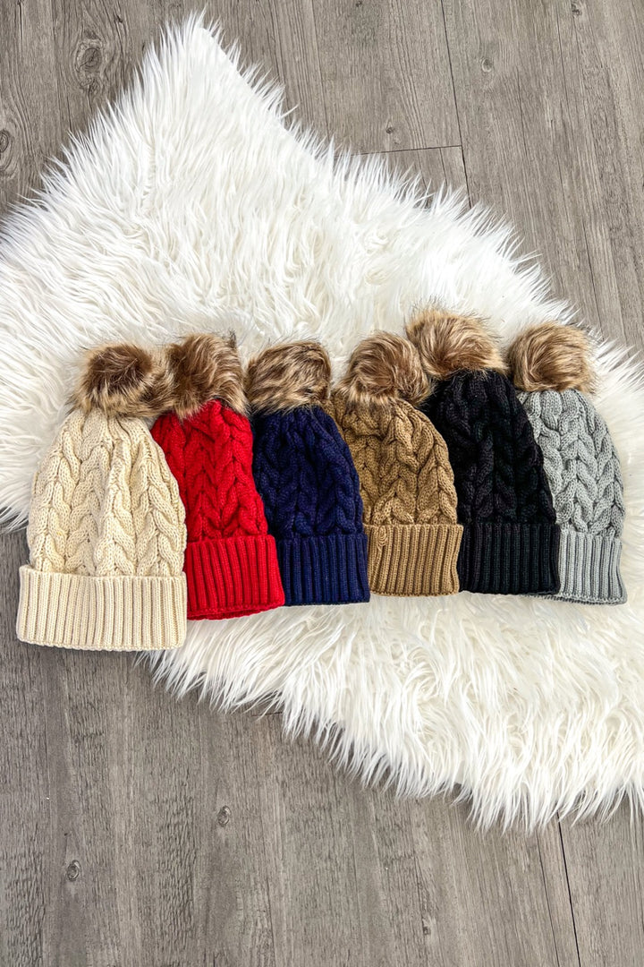 Top Fur Ball Beanie