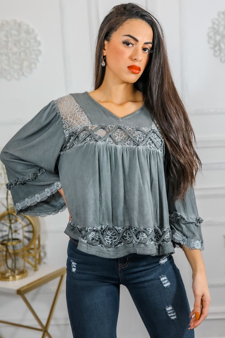 Bohemian Ribbed Flowers Top