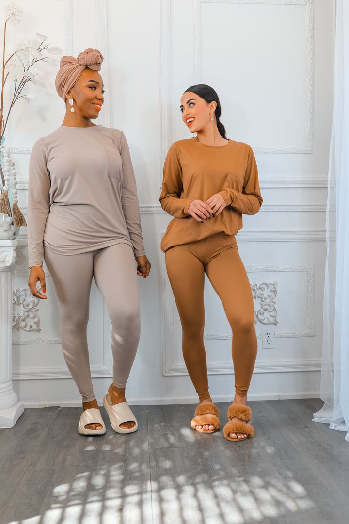 The Relaxed Fit Brushed Microfiber Top and Legging Set