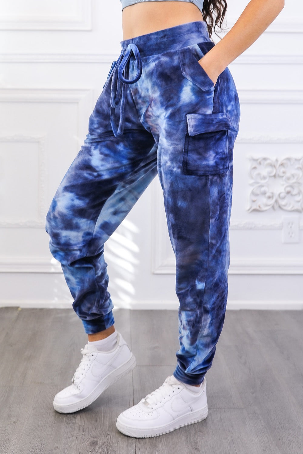 Velvet Tie Dye Cargo Jogger Pants