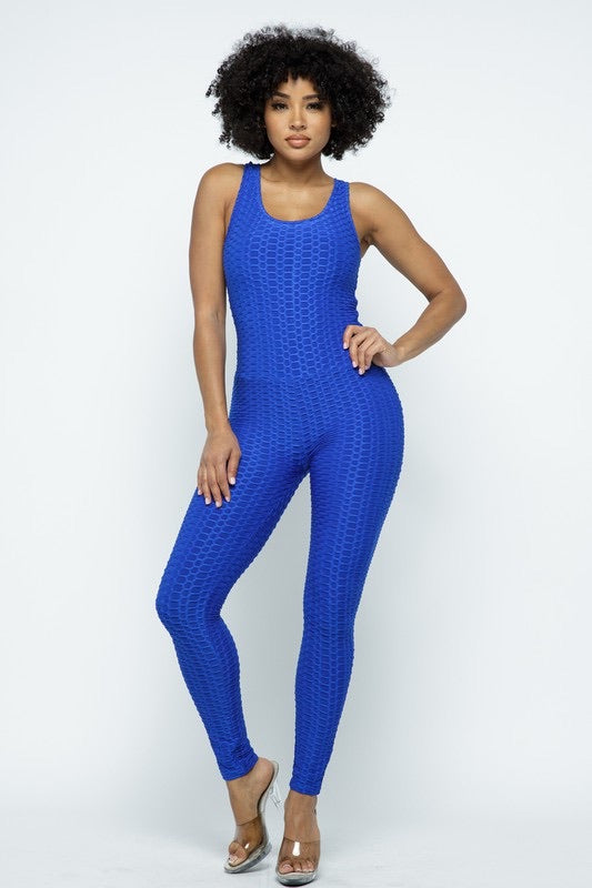 Scrunch Butt Lifting Anti Cellulite Honeycomb Textured Jumpsuit - SURELYMINE