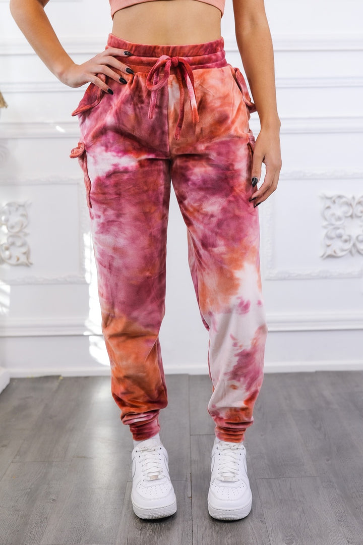 Velvet Tie Dye Cargo Jogger Pants