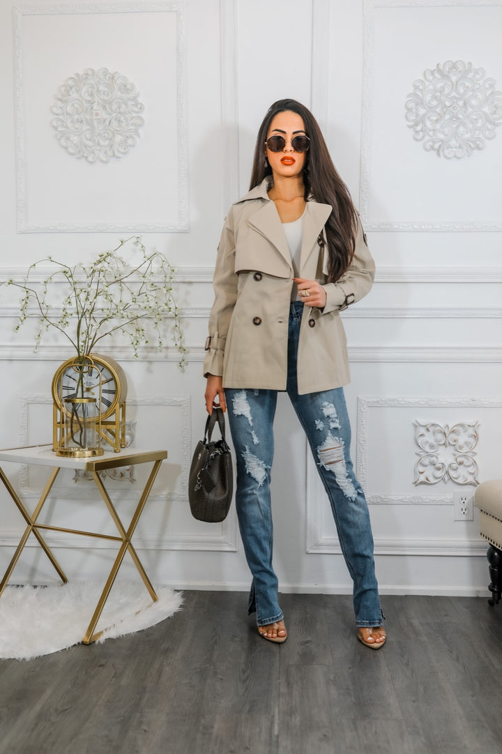 Mid Length Trench Coat Jacket