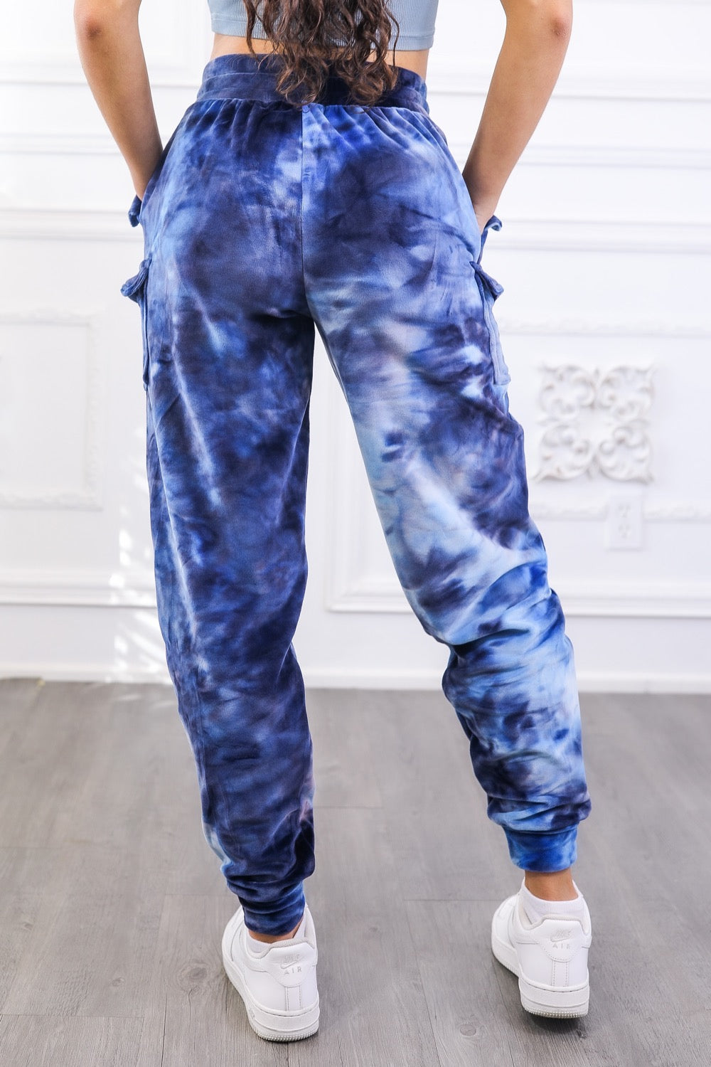 Velvet Tie Dye Cargo Jogger Pants